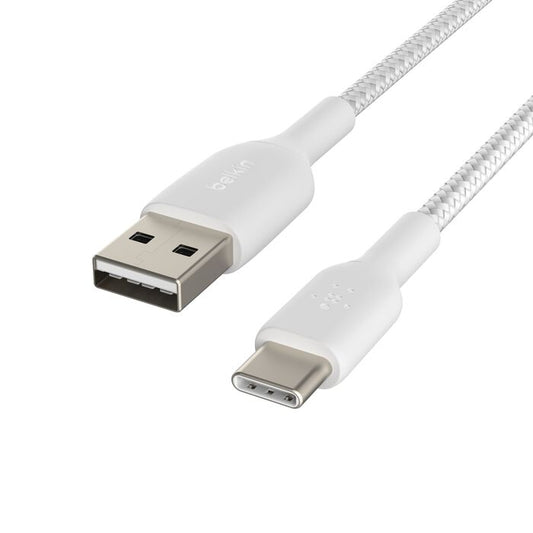Belkin -Braided USB-C to USB-A Cable (1m / 3.3ft, White)