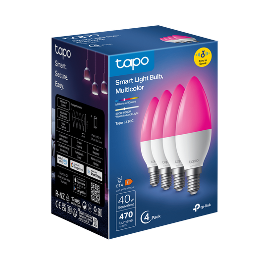 Tapo L430C(4-pack)-Smart Light Bulb, Multicolor