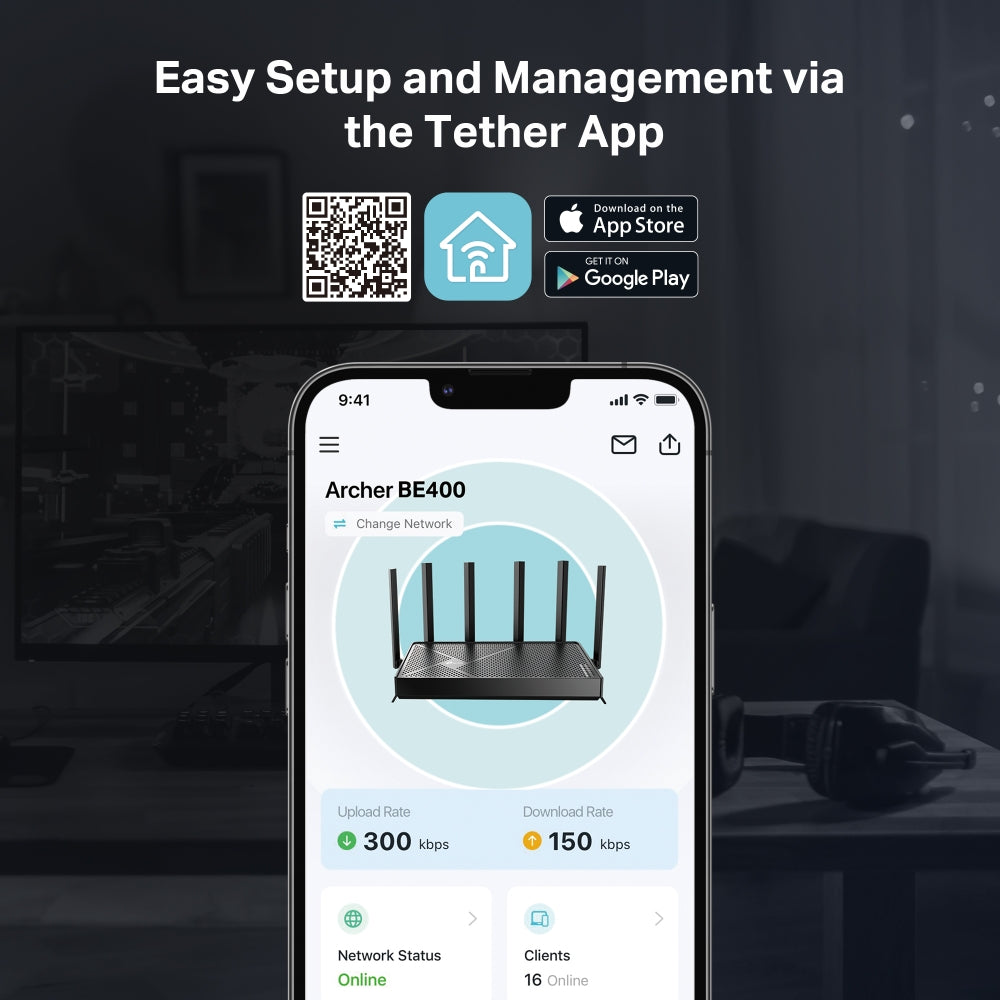 Archer BE400 Dual Band WiFi Router