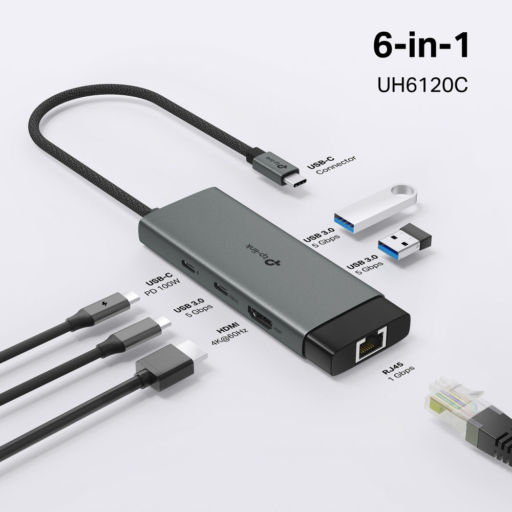 UH6120C-USB Type-C 6 in 1 Hub