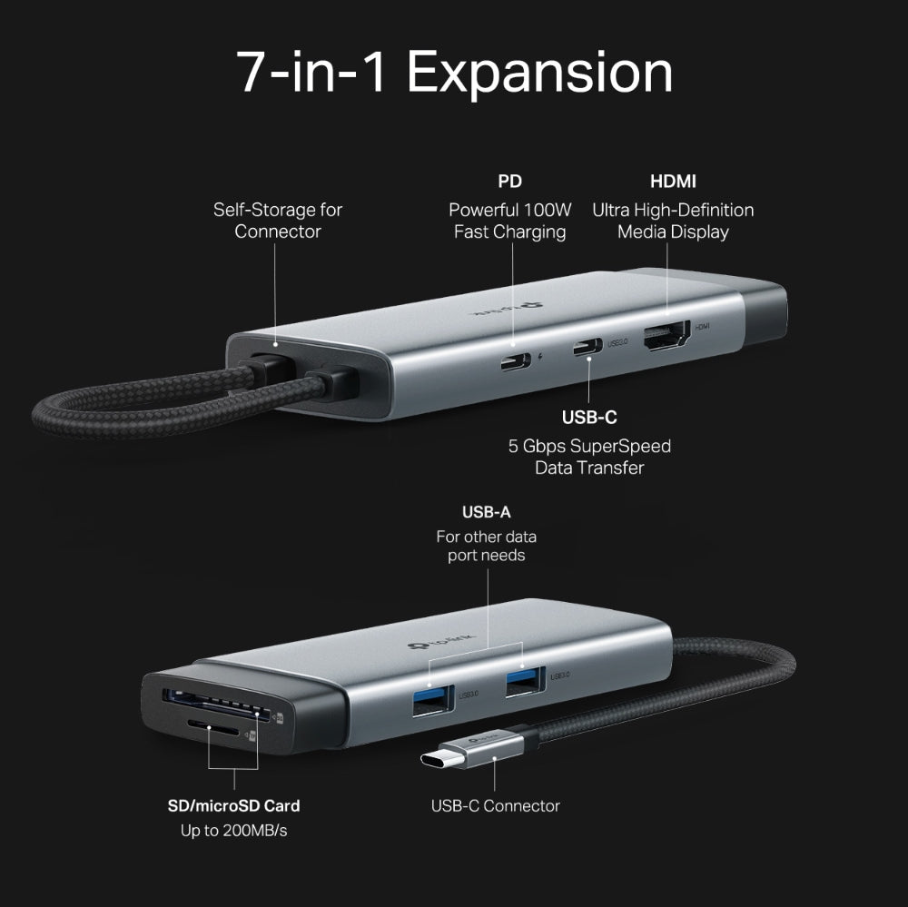 UH7020C-USB Type-C 7 in 1 Hub