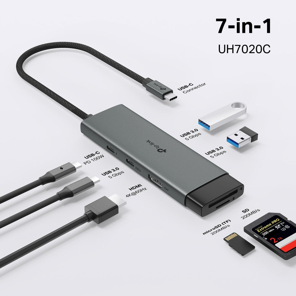 UH7020C-USB Type-C 7 in 1 Hub