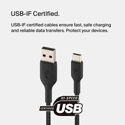 Braided USB-C to USB-A Cable (1m / 3.3ft, Black)